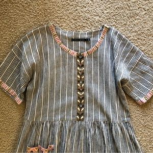 Striped block print dress